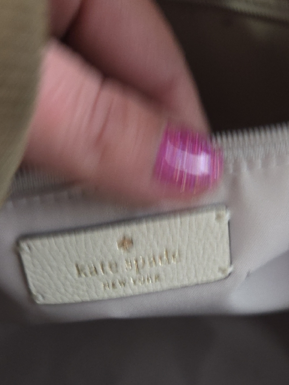 kate spade cream shearling tote with striped adjustable strap - Picture 3 of 6